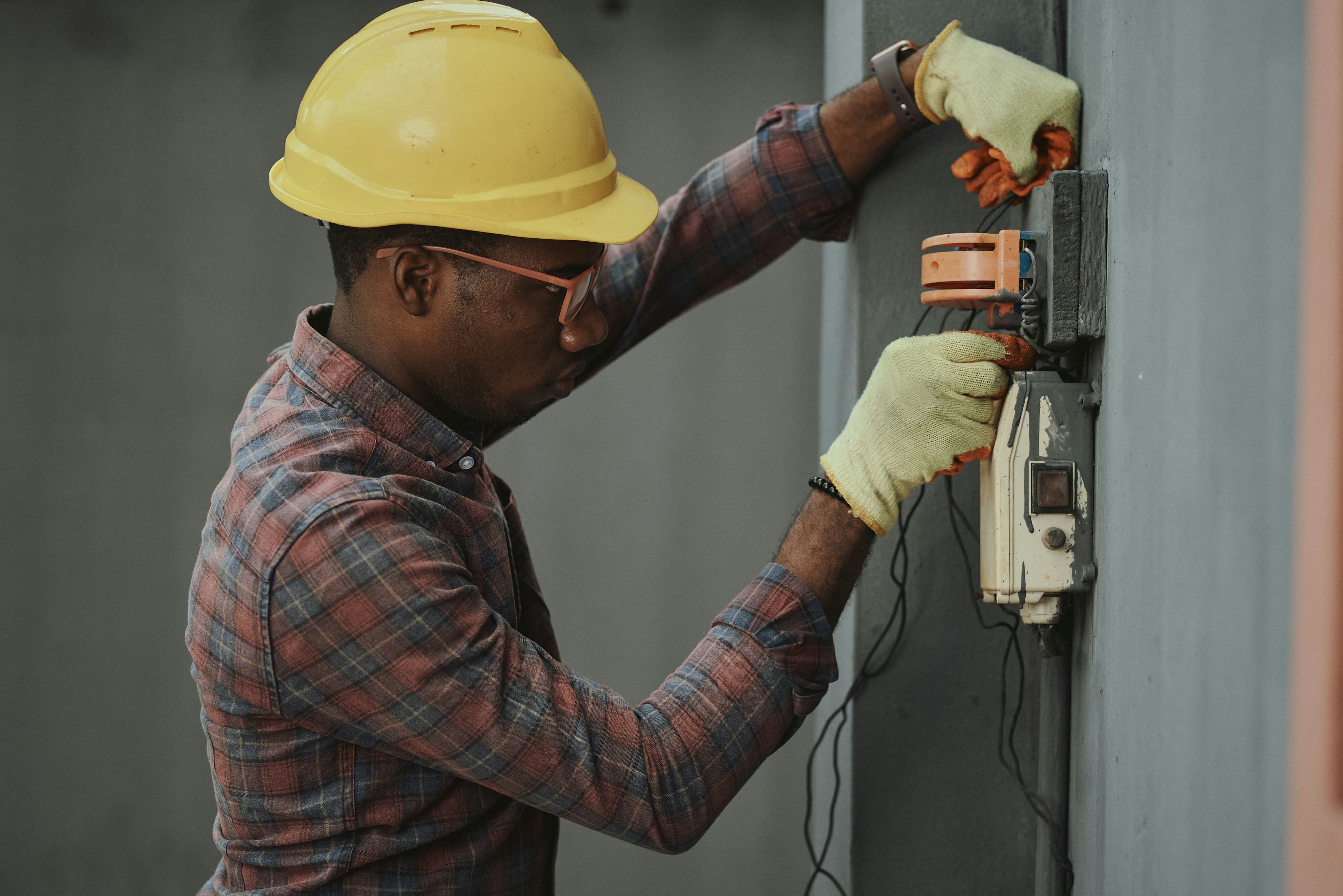 Brandt Electrical team member at work on a commercial job